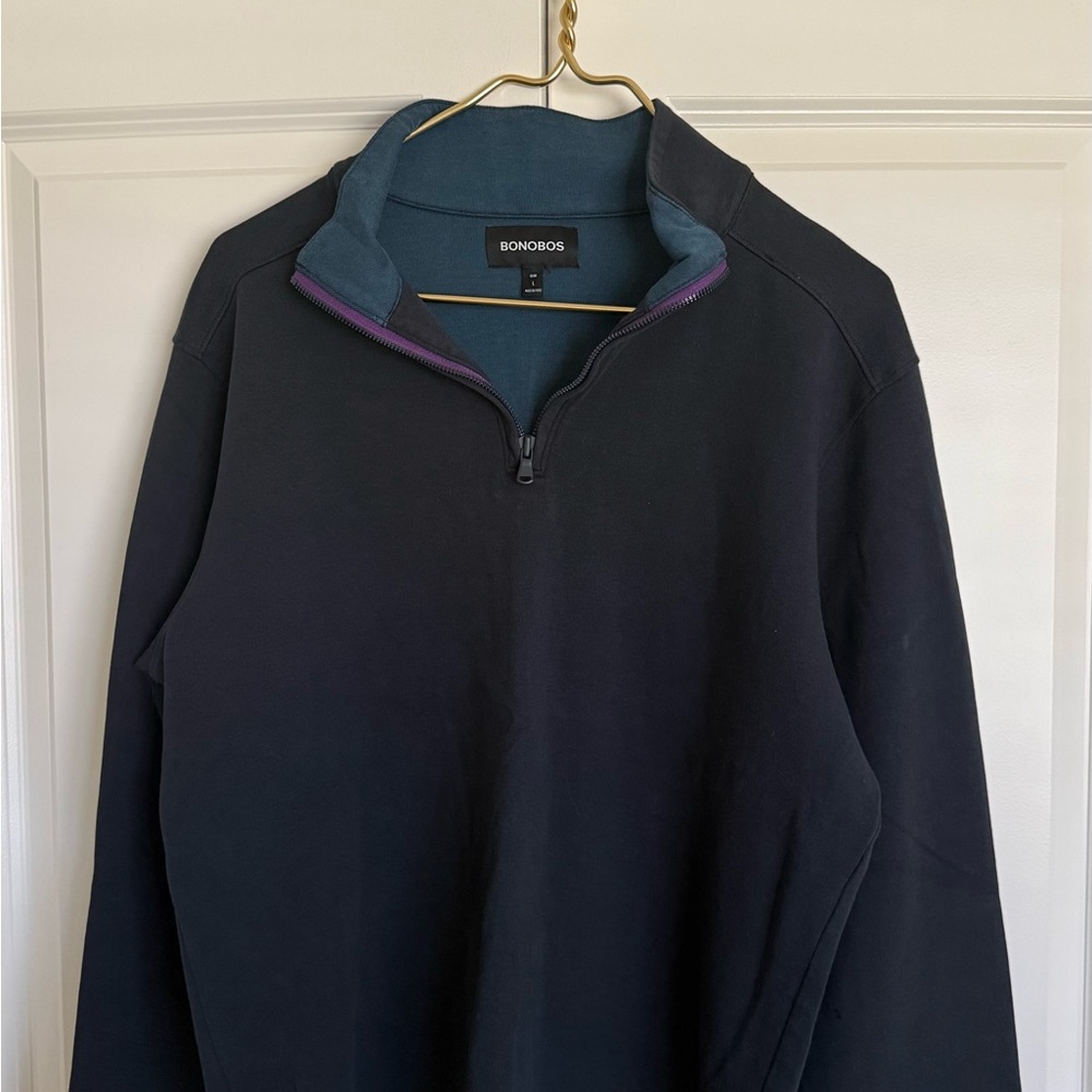 Bonobos Men's Navy and Teal Zip-Up Sweater